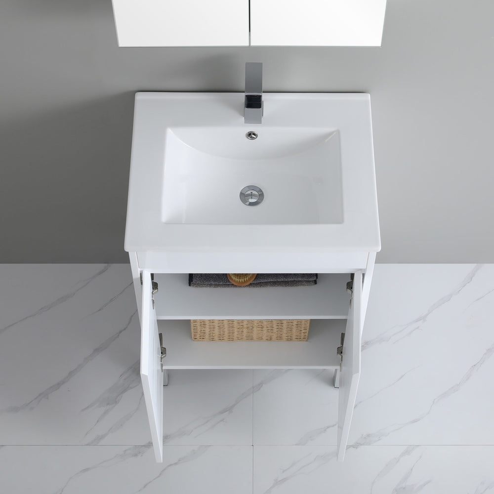 POSEIDON POLAR GLOSS WHITE 600MM SINGLE BOWL FLOOR STANDING VANITY