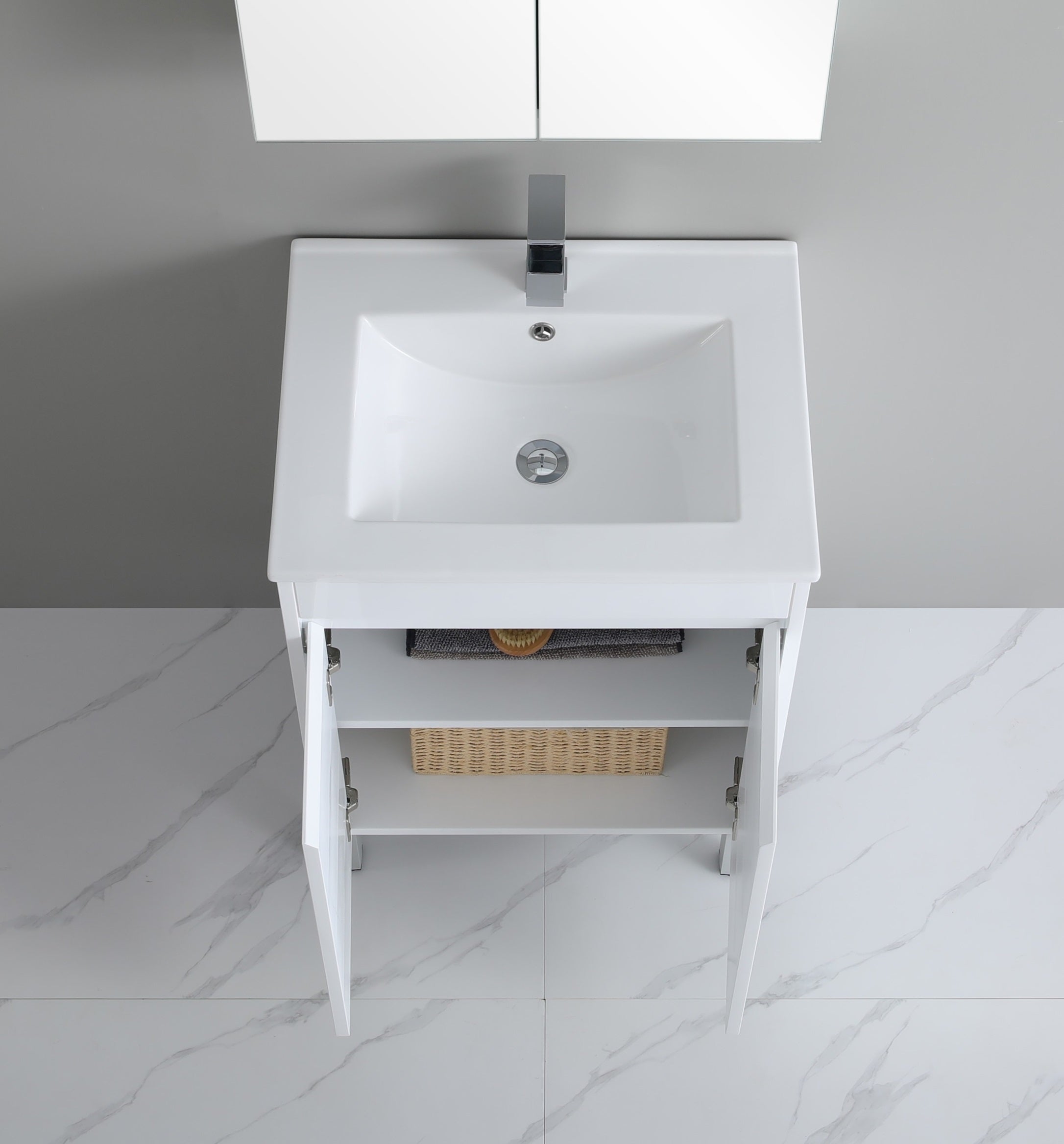 POSEIDON WHITE 600MM FLOOR SINGLE BOWL STANDING VANITY