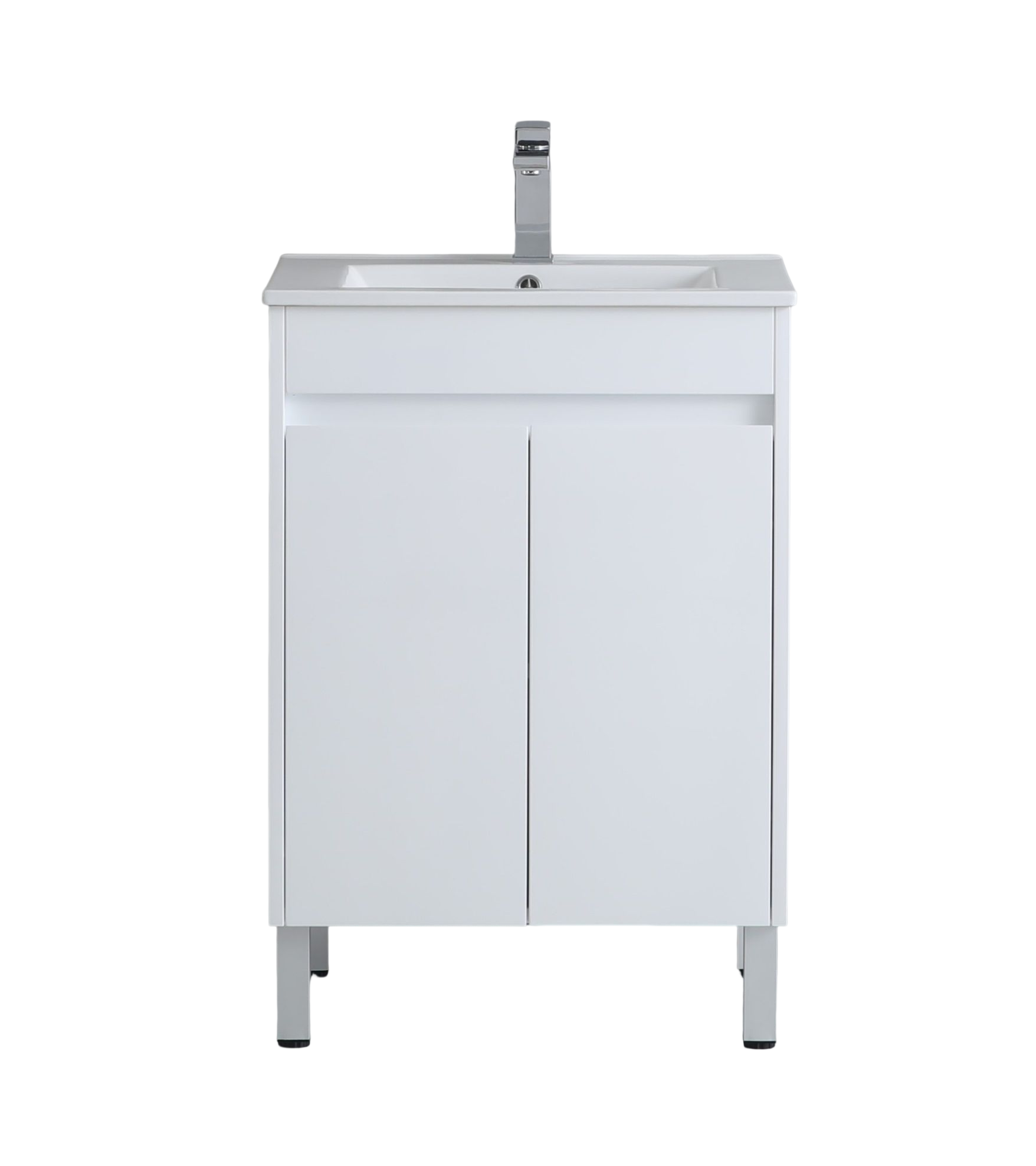 POSEIDON WHITE 600MM FLOOR SINGLE BOWL STANDING VANITY