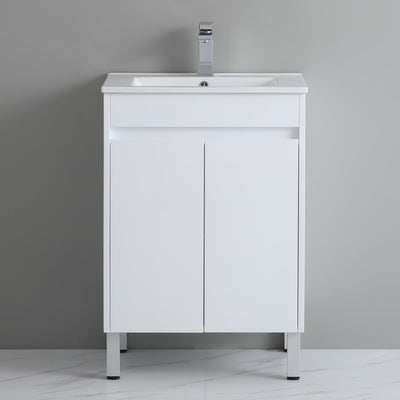 POSEIDON POLAR GLOSS WHITE 600MM SINGLE BOWL FLOOR STANDING VANITY
