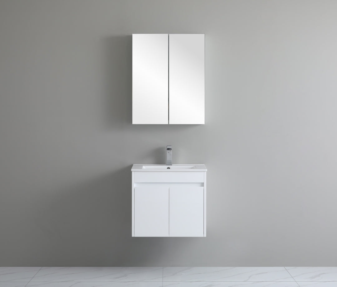 POSEIDON WHITE 600MM SINGLE BOWL WALL HUNG VANITY