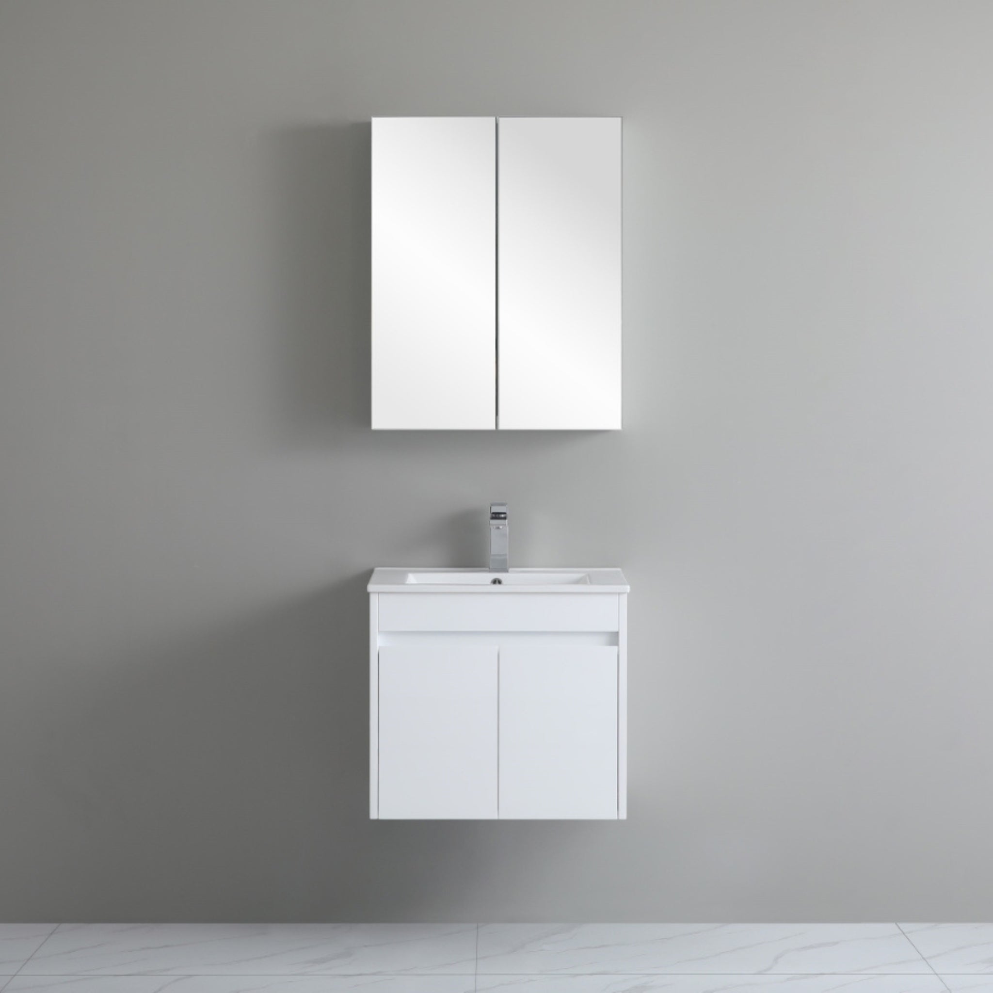 POSEIDON WHITE 600MM SINGLE BOWL WALL HUNG VANITY