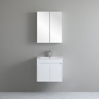POSEIDON POLAR GLOSS WHITE 600MM SINGLE BOWL WALL HUNG VANITY