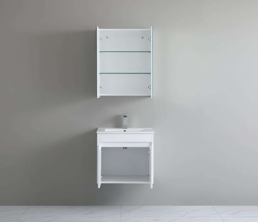 POSEIDON WHITE 600MM SINGLE BOWL WALL HUNG VANITY