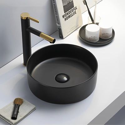 POSEIDON FINE CERAMIC BASIN MATTE BLACK 346MM