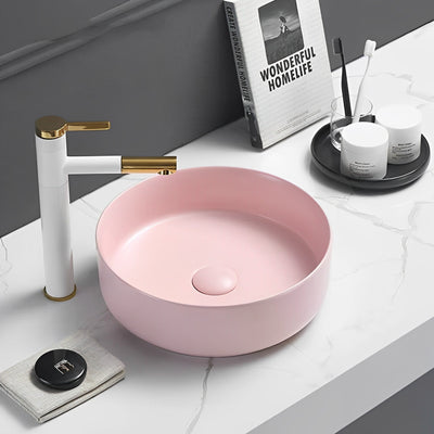 POSEIDON FINE CERAMIC BASIN MATTE PINK 355MM