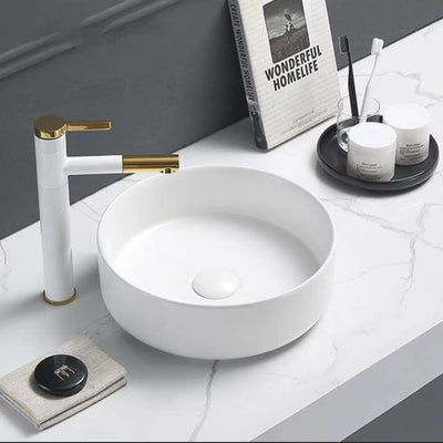 POSEIDON FINE CERAMIC BASIN MATTE WHITE 346MM