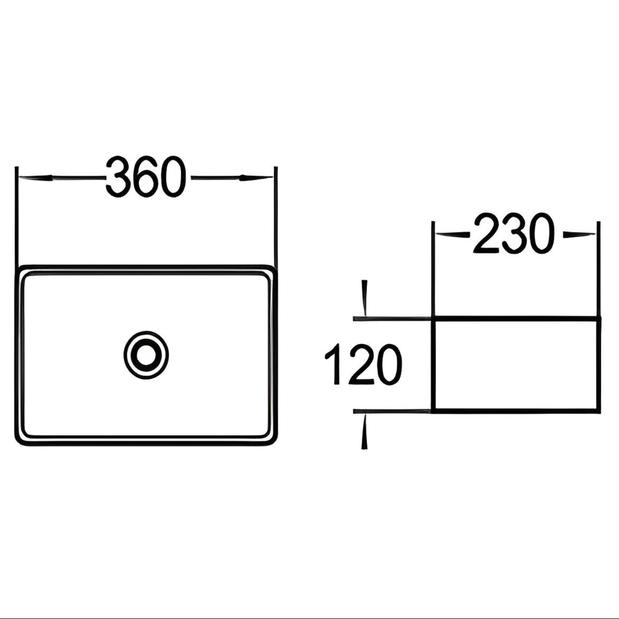 POSEIDON ULTRA SLIM FINE CERAMIC BASIN GLOSS WHITE 360MM