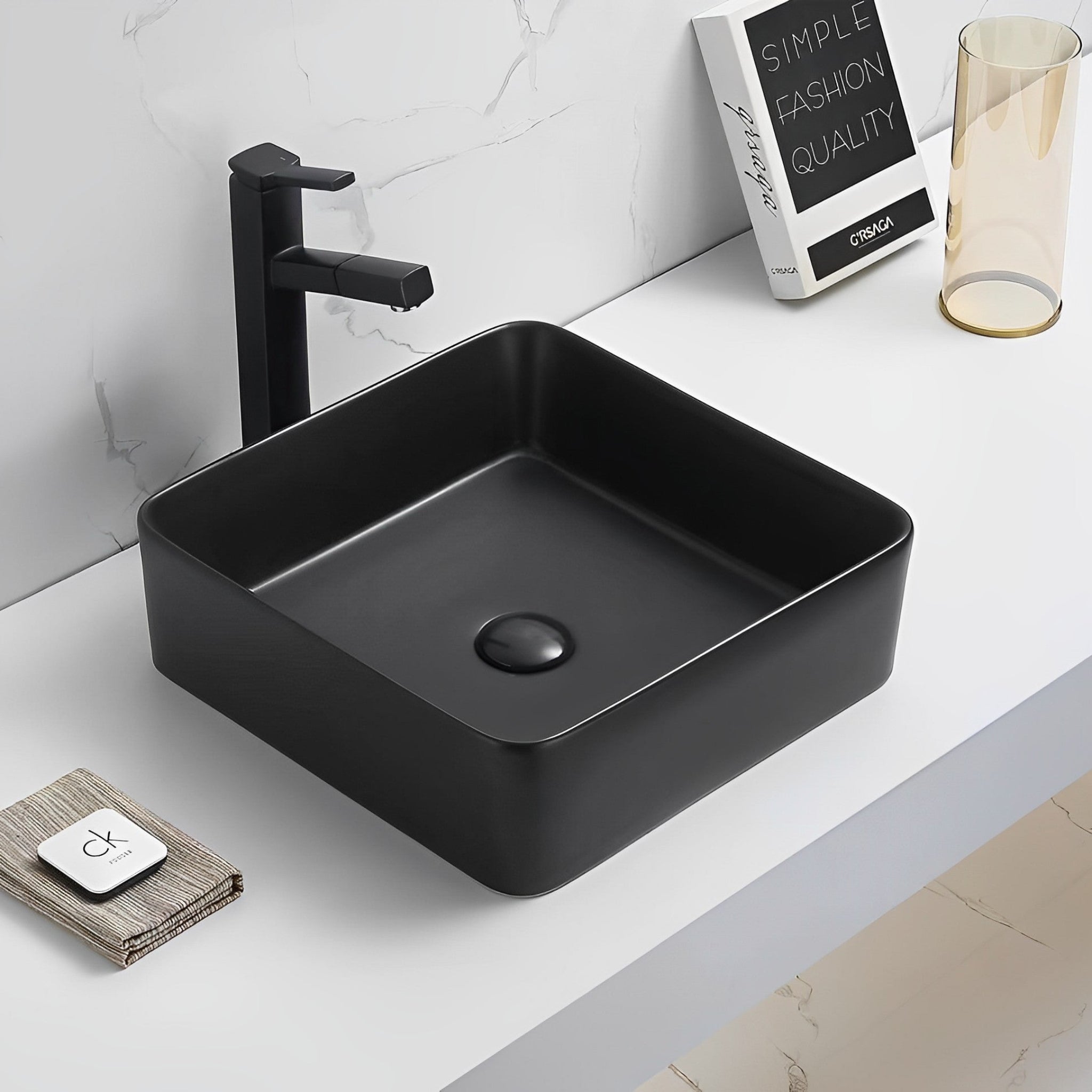 POSEIDON FINE CERAMIC BASIN MATTE BLACK 360MM