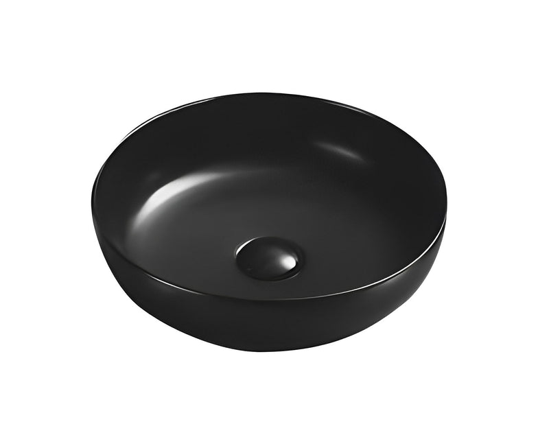 POSEIDON ROUND ABOVE COUNTER CERAMIC ART BASIN MATTE WHITE 370MM
