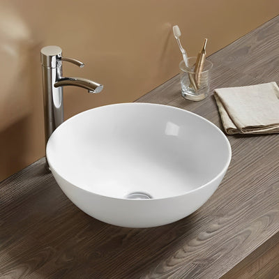 POSEIDON FINE CERAMIC BASIN ULTRA SLIM GLOSS WHITE 405MM