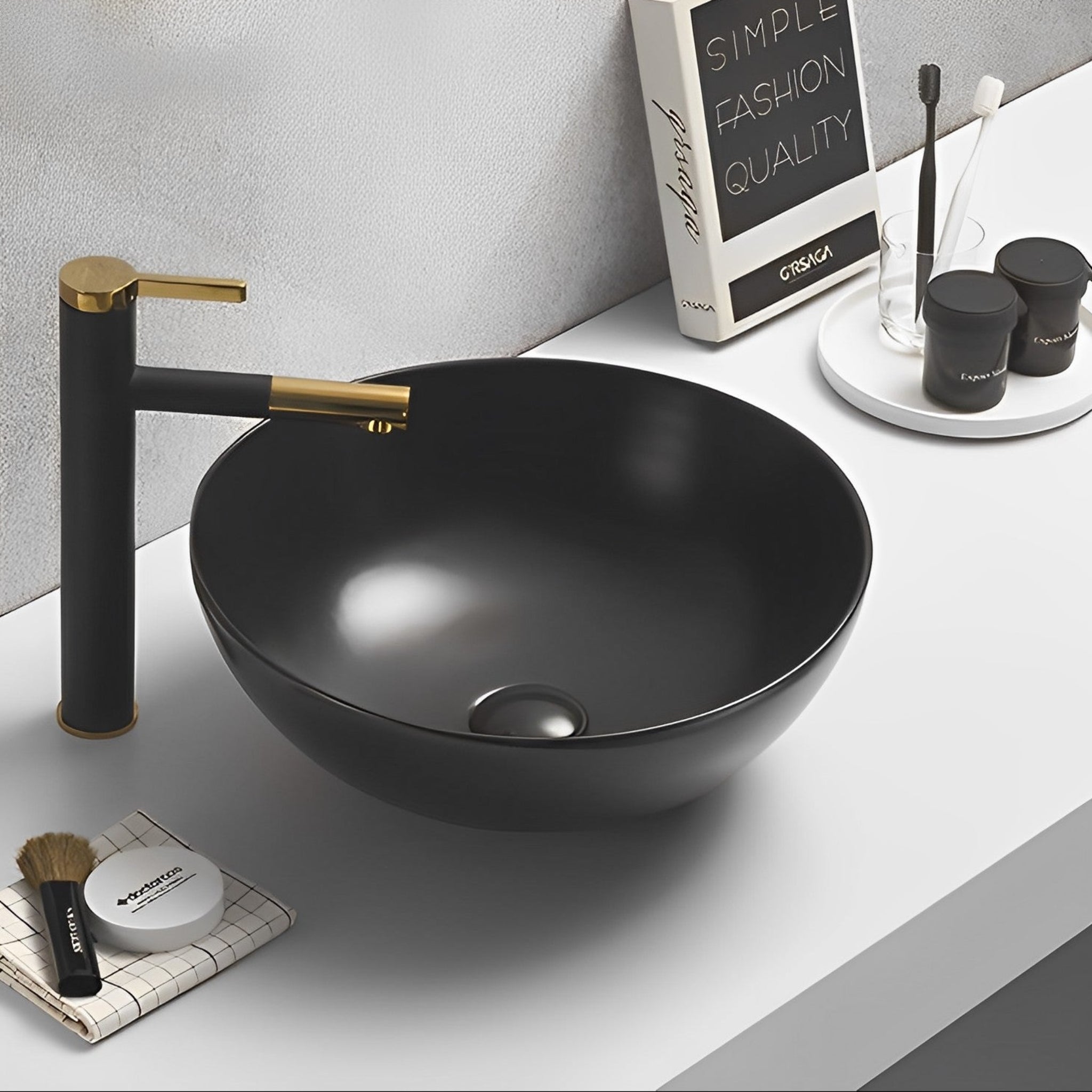 POSEIDON FINE CERAMIC BASIN MATTE BLACK 405MM