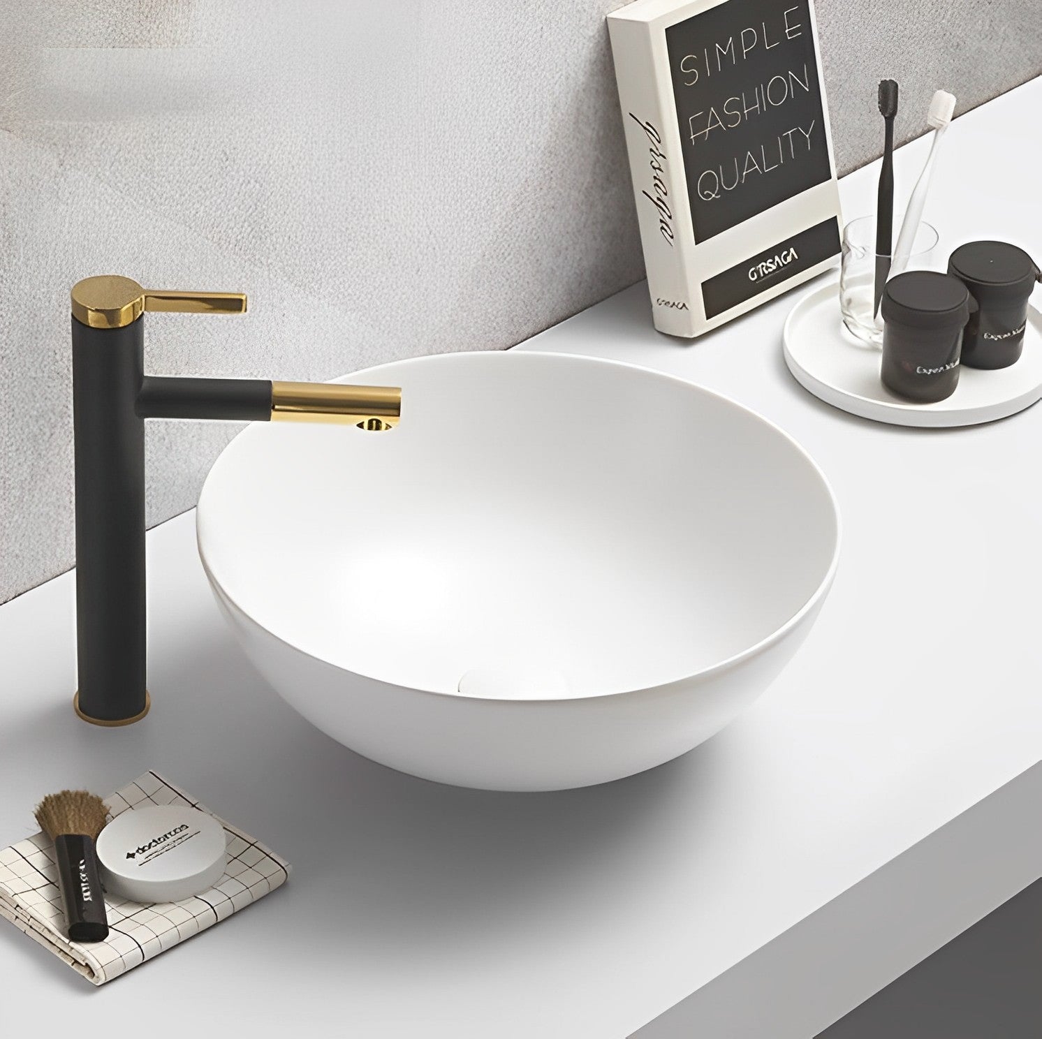 POSEIDON FINE CERAMIC BASIN MATTE WHITE 400MM