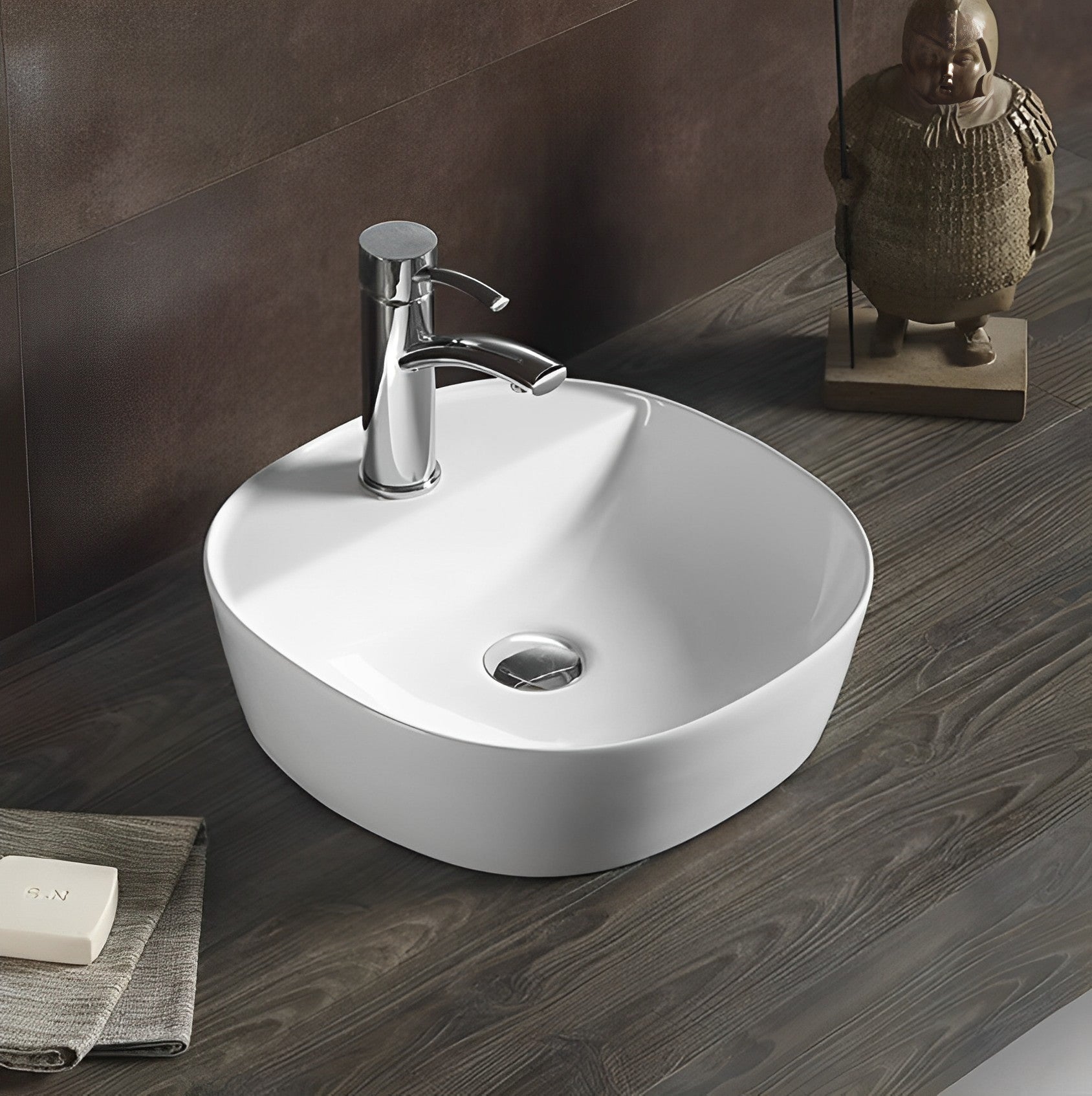 POSEIDON FINE CERAMIC BASIN ULTRA SLIM GLOSS WHITE 400MM