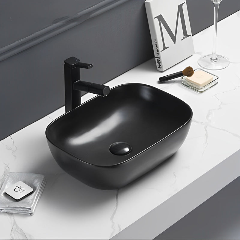 POSEIDON FINE CERAMIC BASIN ULTRA SLIM MATTE BLACK