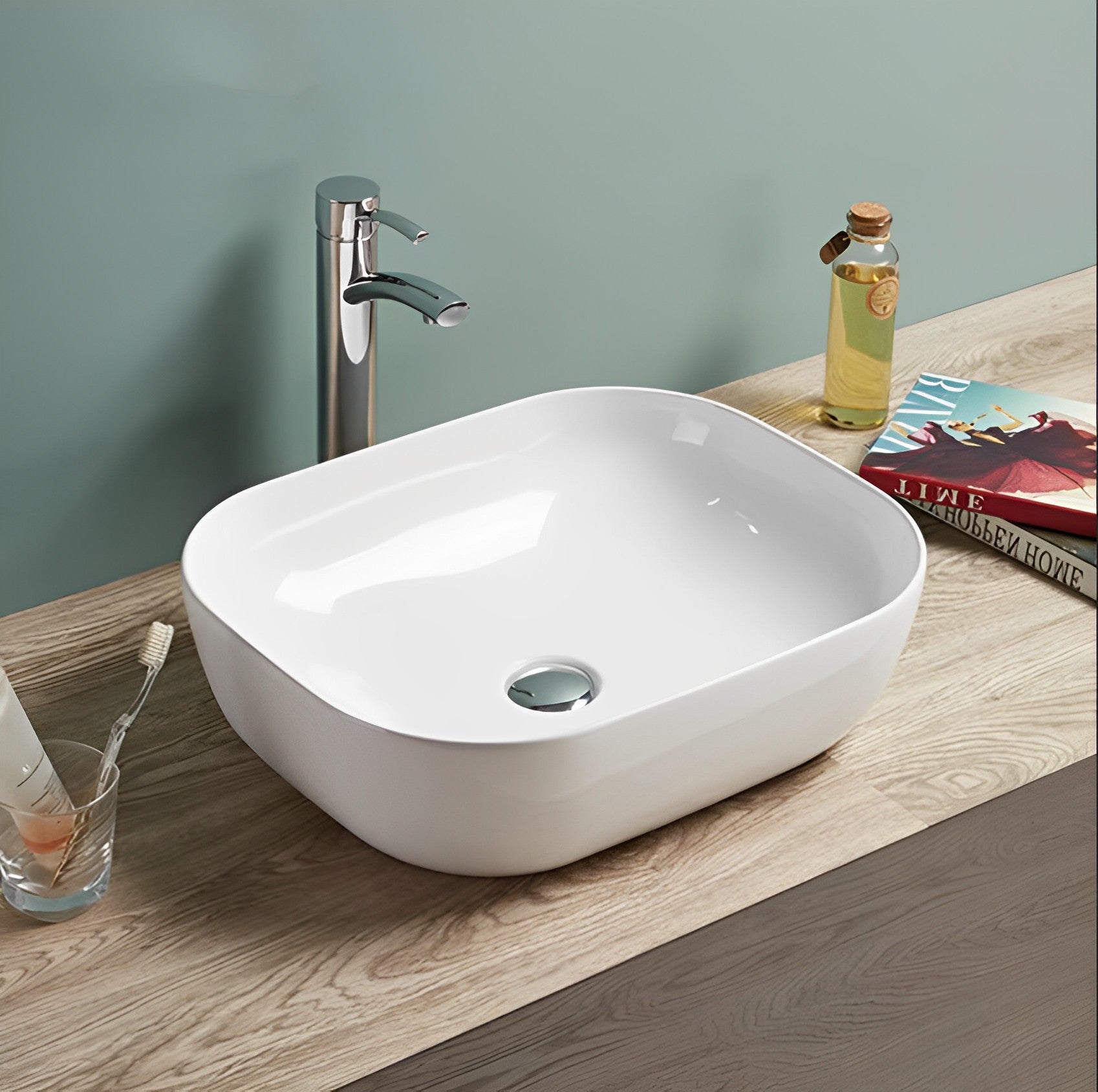 POSEIDON FINE CERAMIC BASIN ULTRA SLIM GLOSS WHITE 505MM