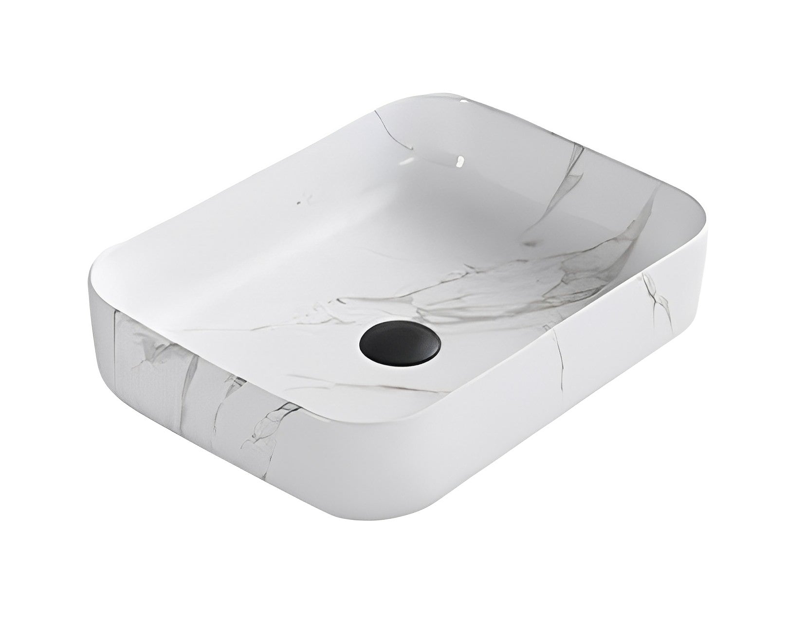 POSEIDON FINE CERAMIC BASIN ULTRA SLIM GLOSS WHITE CARRARA 500MM