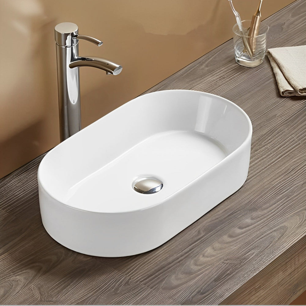 POSEIDON OLIVIA ABOVE COUNTER BASIN GLOSS WHITE 525MM