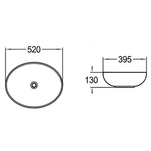 POSEIDON ORIA ABOVE COUNTER BASIN DARK MATTE GREY 520MM