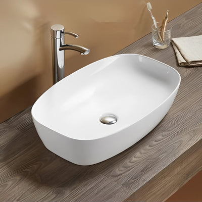 POSEIDON FINE CERAMIC BASIN ULTRA SLIM GLOSS WHITE 600MM