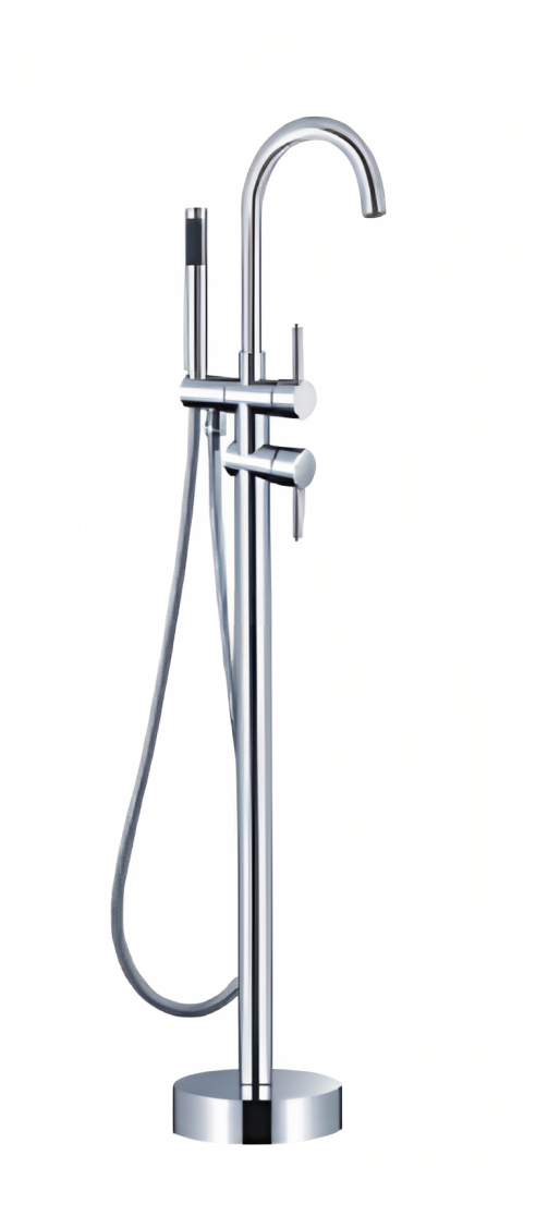 POSEIDON FREE STANDING BATH FILLER WITH HAND HELD SHOWER CHROME