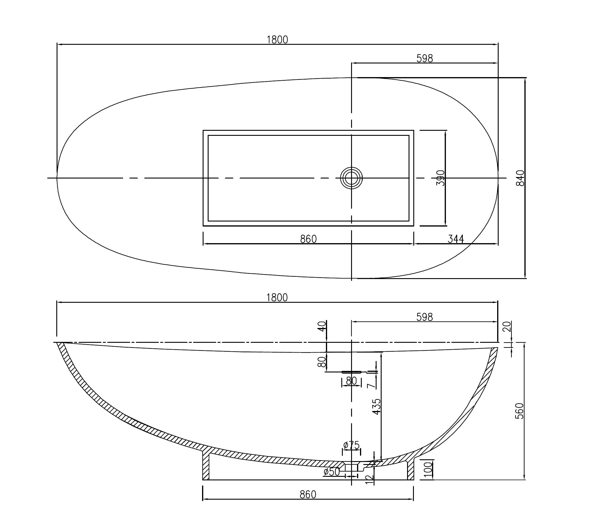 PIETRA BIANCA FLORA FREESTANDING STONE BATHTUB MATTE WHITE 1800MM