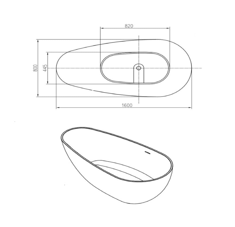 PIETRA BIANCA OLIVIA FREESTANDING STONE BATHTUB WITH CUSTOM COLOURS (AVAILABLE IN 1600MM AND 1800MM)