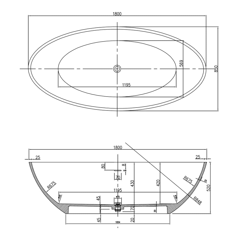 PIETRA BIANCA NICE FREESTANDING STONE BATHTUB WITH CUSTOM COLOURS 1800MM