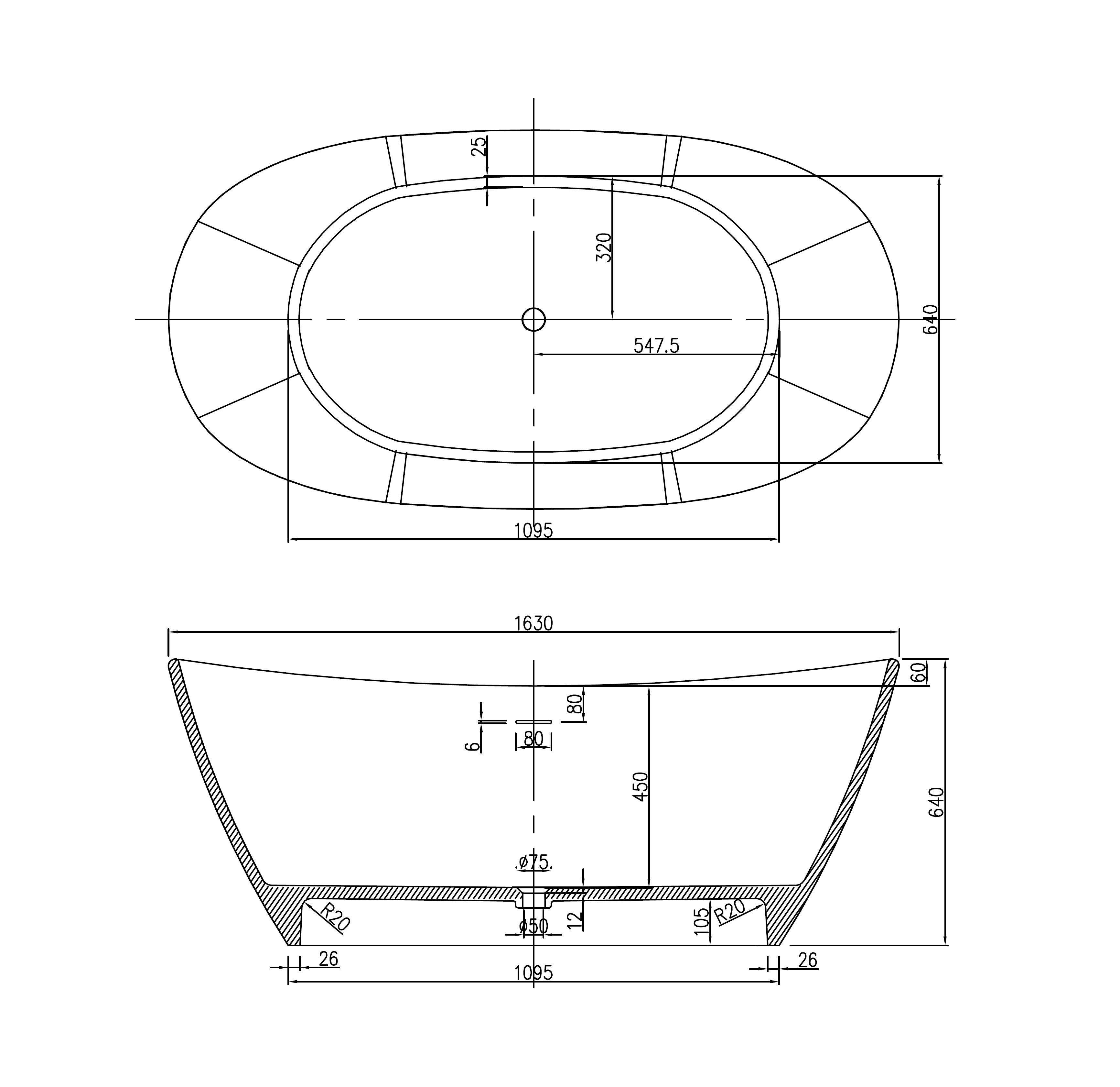 PIETRA BIANCA MARIA FREESTANDING STONE BATHTUB WITH MULTICOLOUR (AVAILABLE IN 1630MM AND 1800MM)