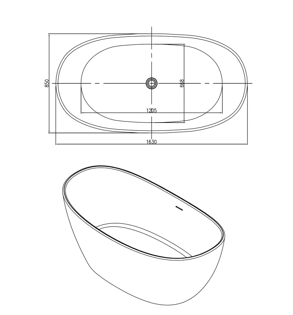 PIETRA BIANCA MARIA FREESTANDING STONE BATHTUB WITH CUSTOM COLOURS (AVAILABLE IN 1630MM AND 1800MM)