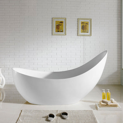 POSEIDON POSH FREE STANDING BATHTUB GLOSS WHITE WITH OVERFLOW (AVAILABLE IN 1500MM AND 1680MM)