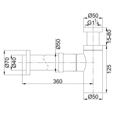 POSEIDON BRASS BOTTLE SQUARE TRAP BLACK 40MM