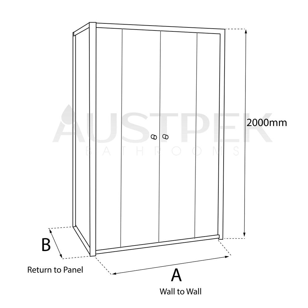 COVEY SEMI-FRAMELESS DOUBLE HORIZONTAL SLIDING DOOR SHOWER SCREEN MATTE BLACK