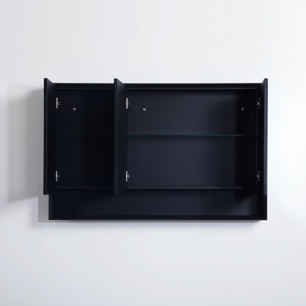 POSEIDON PETRA MATTE BLACK SHAVING CABINET 1200X750MM
