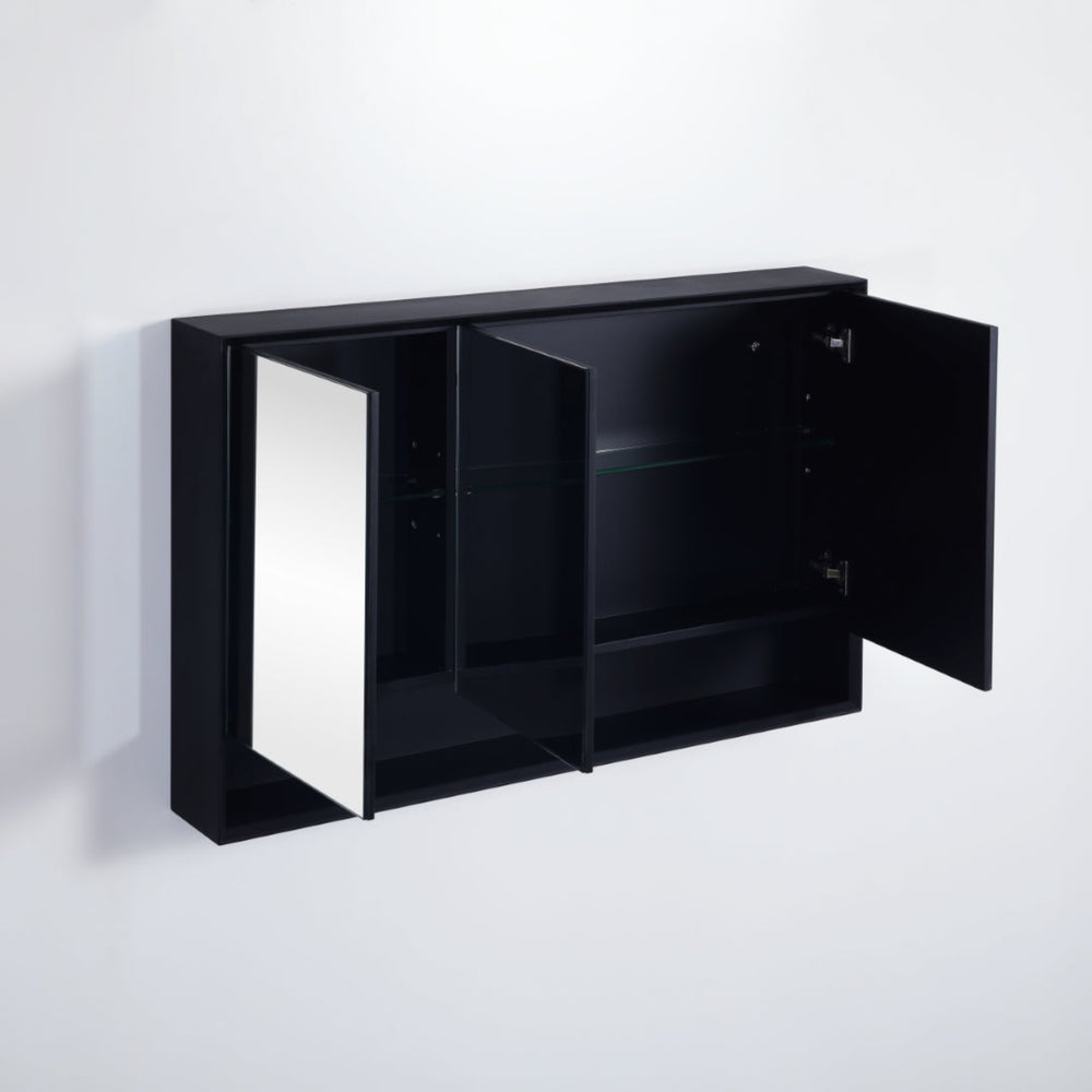 POSEIDON PETRA MATTE BLACK SHAVING CABINET 1200X750MM