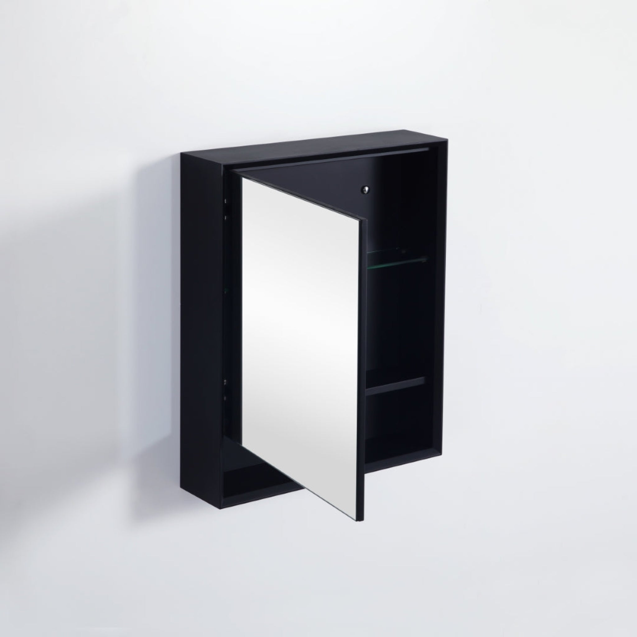 POSEIDON PETRA MATTE BLACK SHAVING CABINET 600X750MM