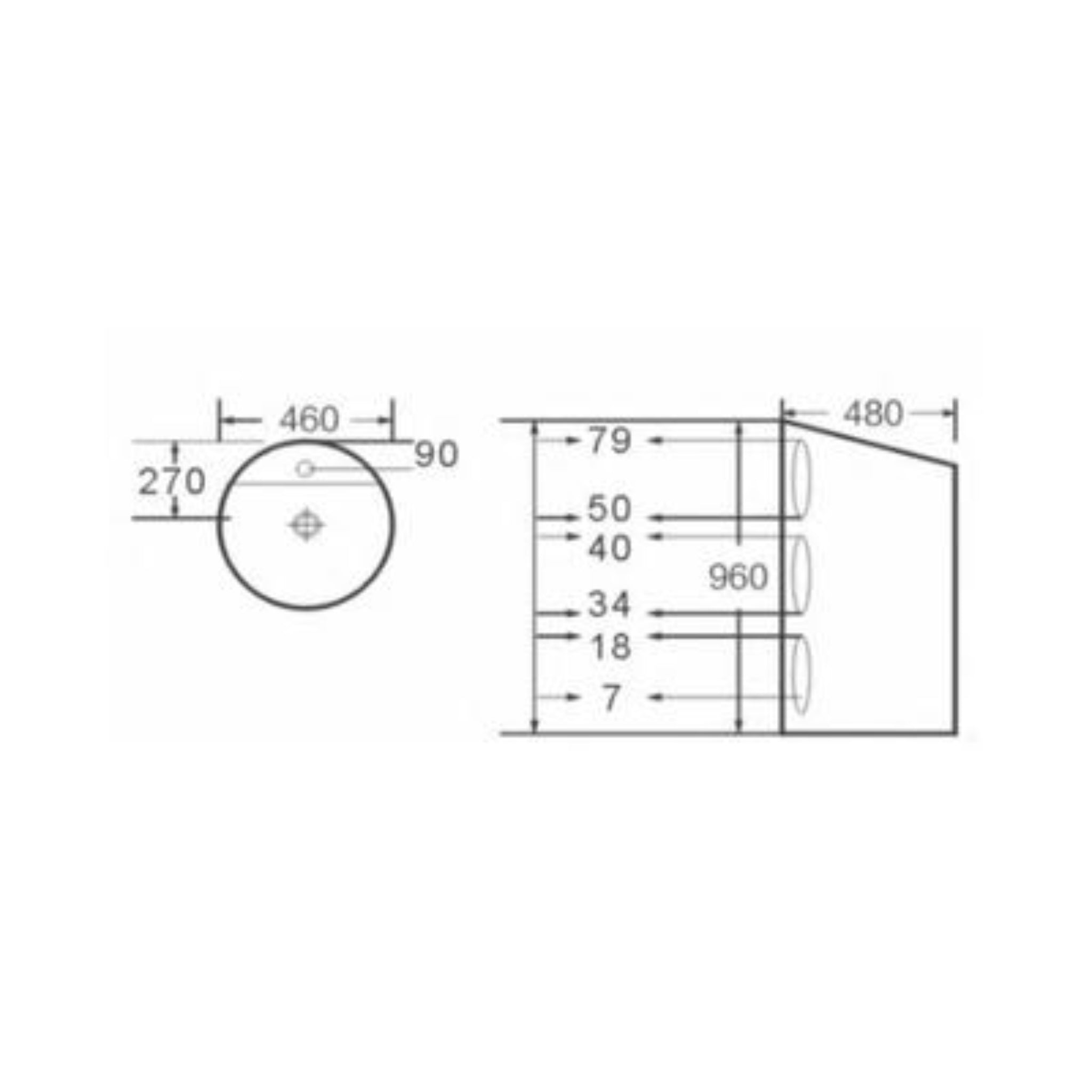 POSEIDON FREESTANDING ROUND CERAMIC BASIN GLOSS WHITE 960MM