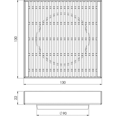PHOENIX POINT DRAIN HG 130MM OUTLET STAINLESS STEEL 90MM