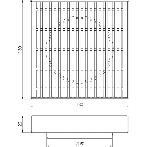 PHOENIX POINT DRAIN HG 130MM OUTLET STAINLESS STEEL 90MM