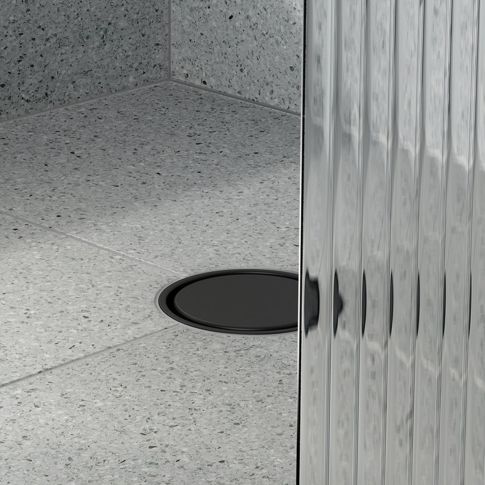 PHOENIX POINT DRAIN ROUND 90MM OUTLET MATTE BLACK 100MM