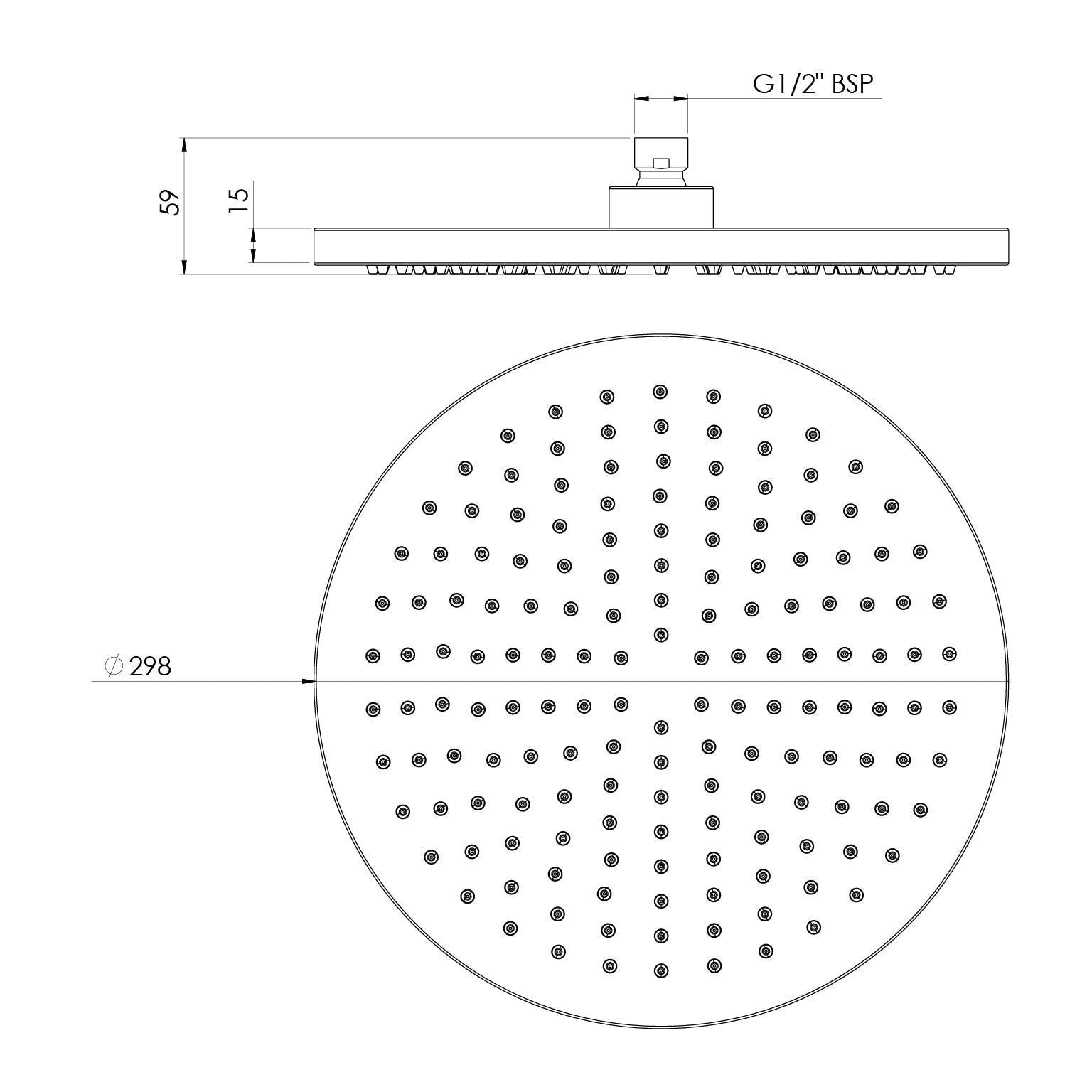 PHOENIX VIVID SHOWER ROSE ROUND 300MM MATTE BLACK