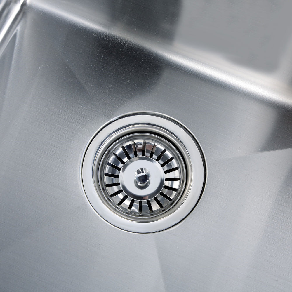 POSEIDON HANDMADE 1 & 1/2 BOWL UNDERMOUNT KITCHEN SINK STAINLESS STEEL 660MM