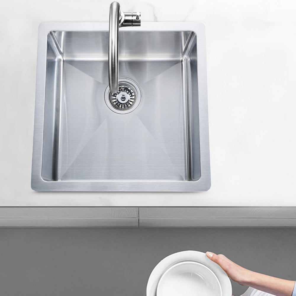 POSEIDON HANDMADE SINGLE BOWL UNDERMOUNT KITCHEN SINK STAINLESS STEEL 450MM
