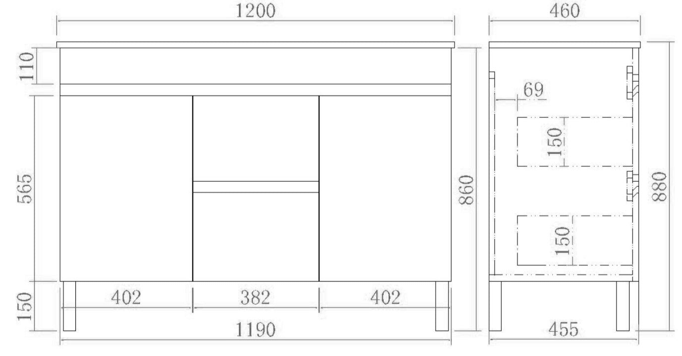 POSEIDON EVIE OAK 1200MM DOUBLE BOWL FLOOR STANDING VANITY