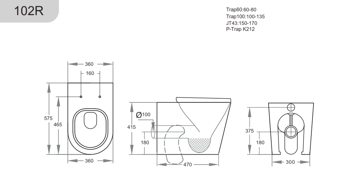 POSEIDON AVIS RIMLESS WALL FACED FLOOR PAN MATTE BLACK