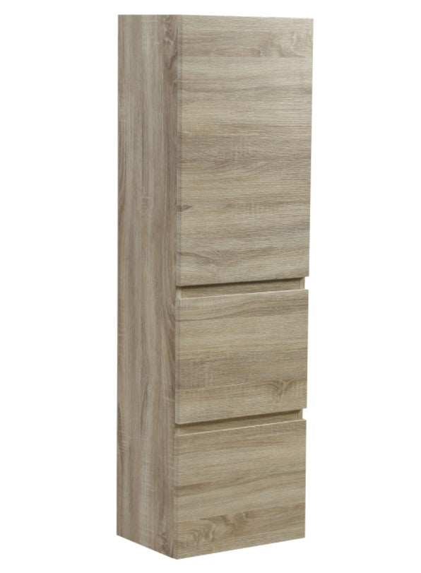 POSEIDON WALL HUNG TALL BOY WHITE OAK 400MM X 1350MM