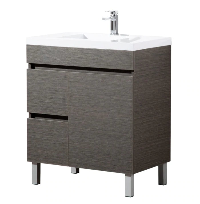 POSEIDON EVIE DARK BROWN 750MM SINGLE BOWL FLOOR STANDING VANITY (AVAILABLE IN LEFT AND RIGHT HAND DRAWER)