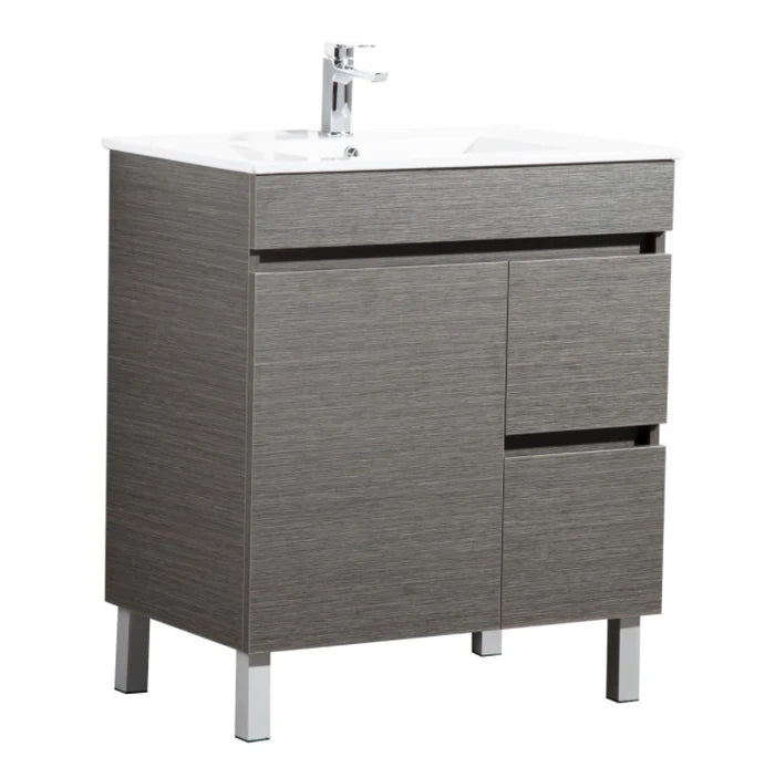 POSEIDON EVIE DARK BROWN 750MM SINGLE BOWL FLOOR STANDING VANITY (AVAILABLE IN LEFT AND RIGHT HAND DRAWER)