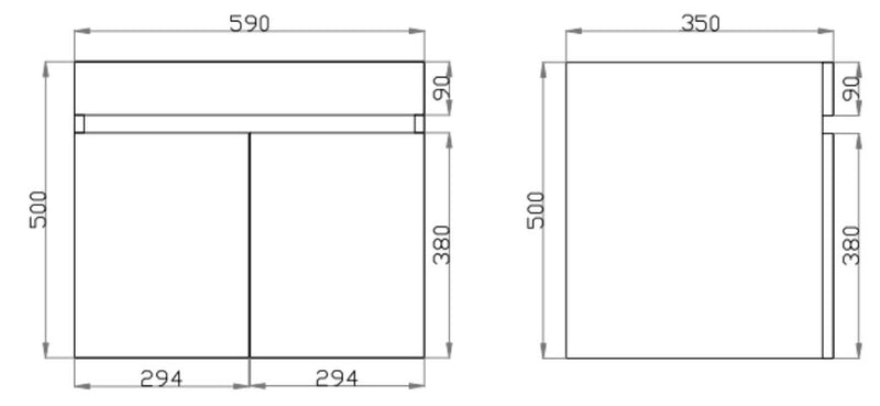 POSEIDON BERGE SPACE SAVING WALL HUNG VANITY DARK GREY 600MM