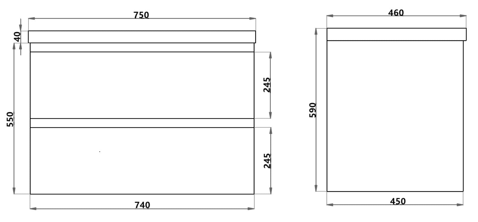 POSEIDON QUBIST DARK OAK 750MM WALL HUNG VANITY